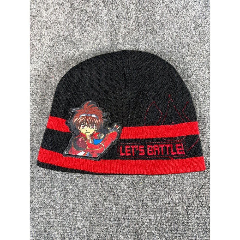 Bakugan Battle Brawlers Dan Kuso Beanie Hat Black Red Striped 2010 Vintage OSFM